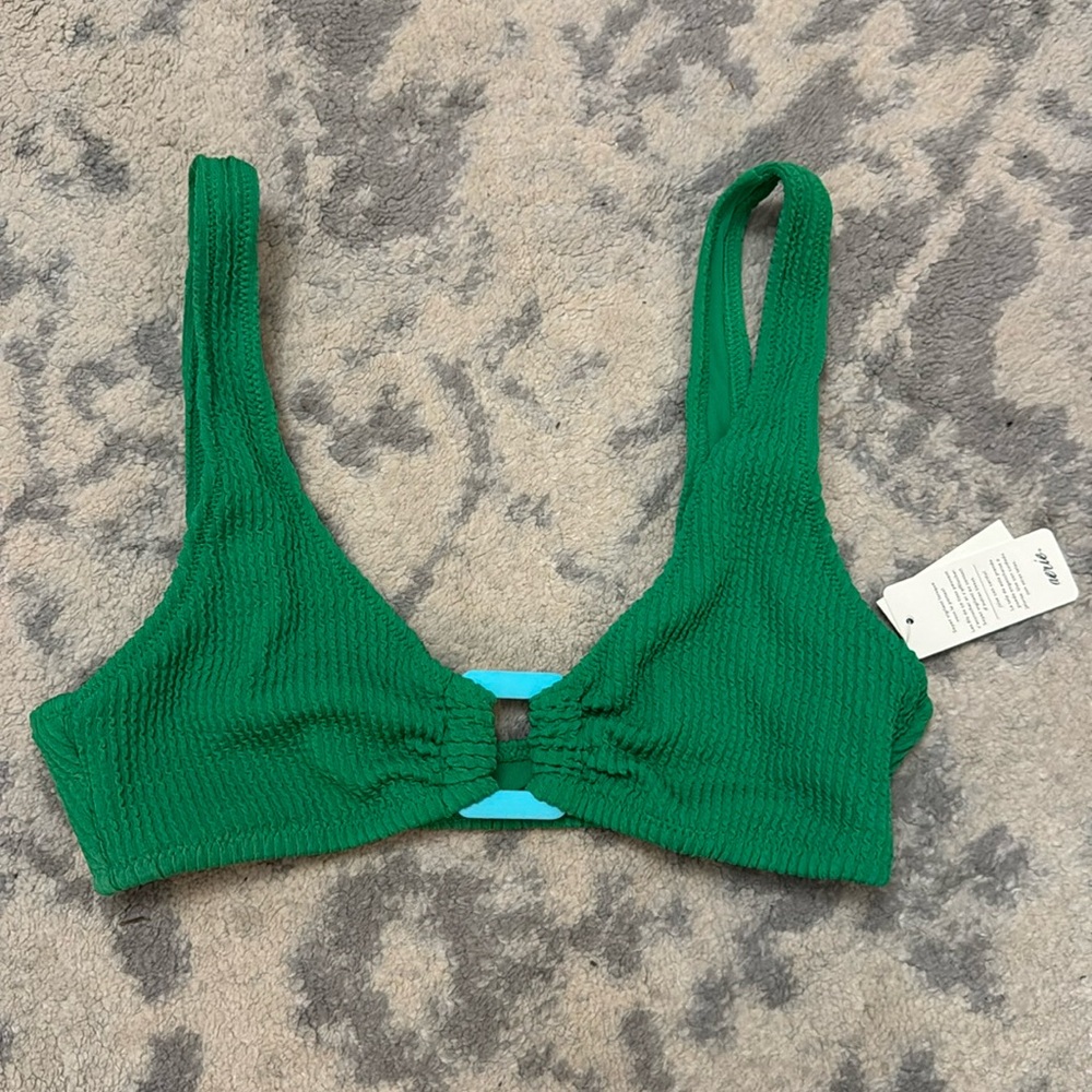 NWT Aerie Crinkle Ring Wide Strap Scoop Bikini Top sz S